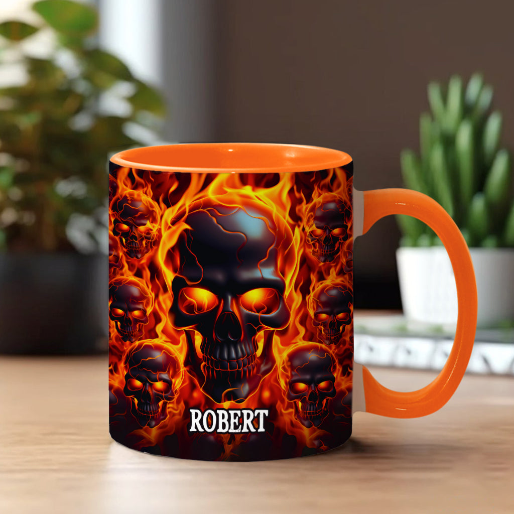Mug personnalisé « Crâne fondu en feu » - Tête de mort fondue