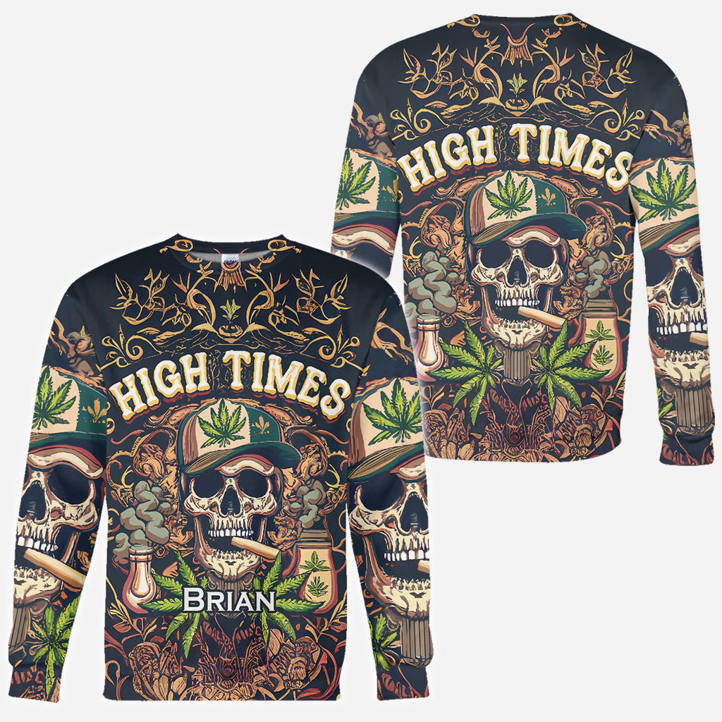 T-shirt personnalisé High Times Skull 420 - Motif cannabis intégral
