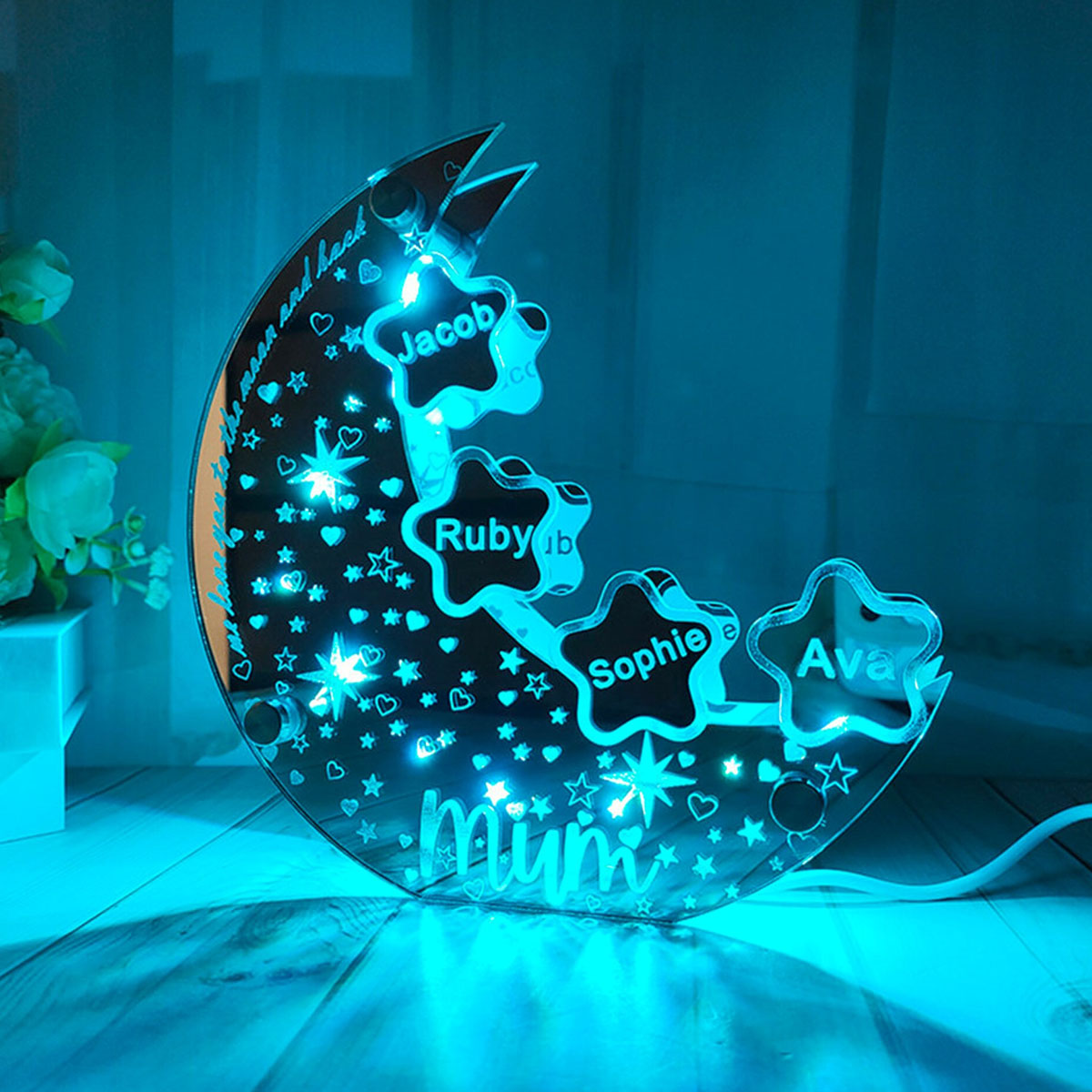 Miroir lumineux personnalisé avec n'importe quel nom - Pièce lumineuse pour maman