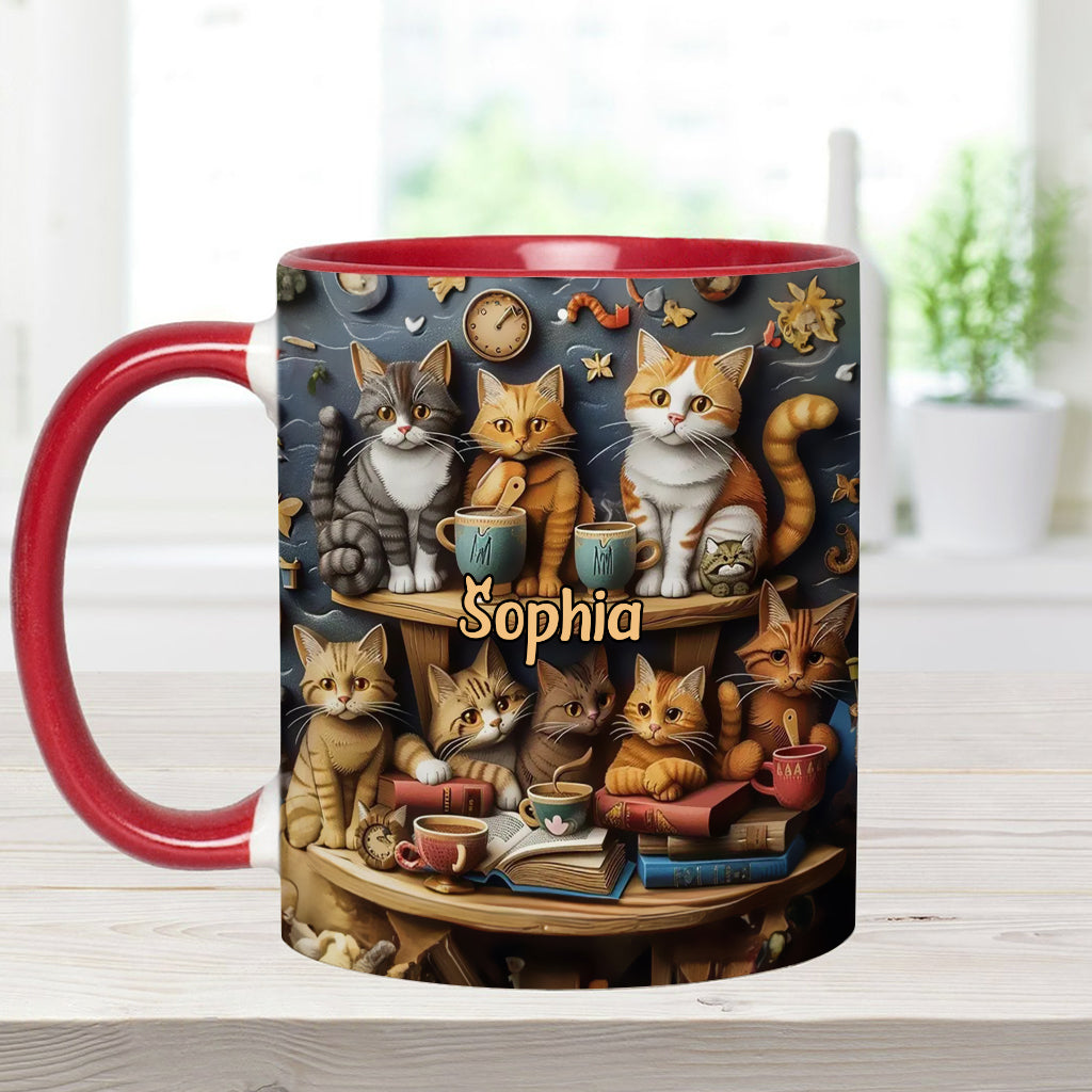 Mug personnalisé style vintage « Just Love Cats » avec motif chat