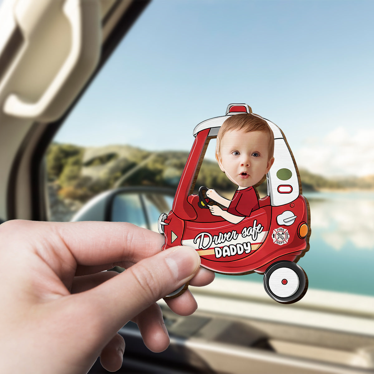 Conduis prudemment, papa ! - Clip de pare-soleil personnalisé en forme de père