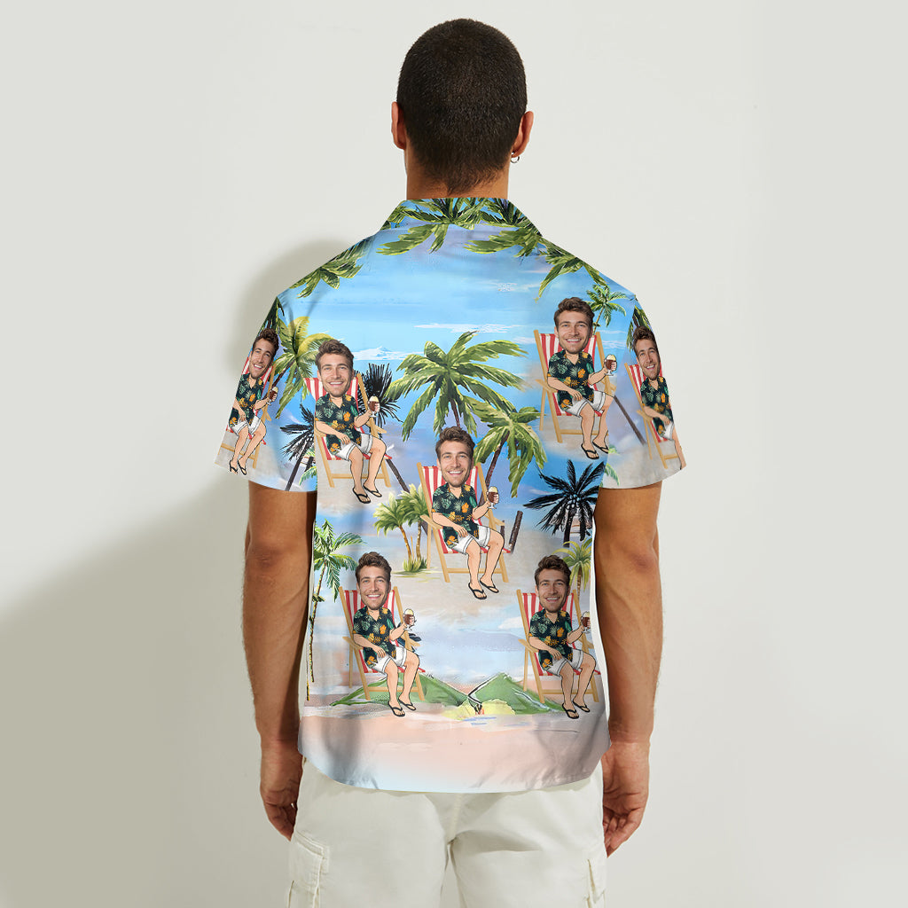 Chemise hawaïenne personnalisée « Any Face Palm Tree » pour amoureux de la mer