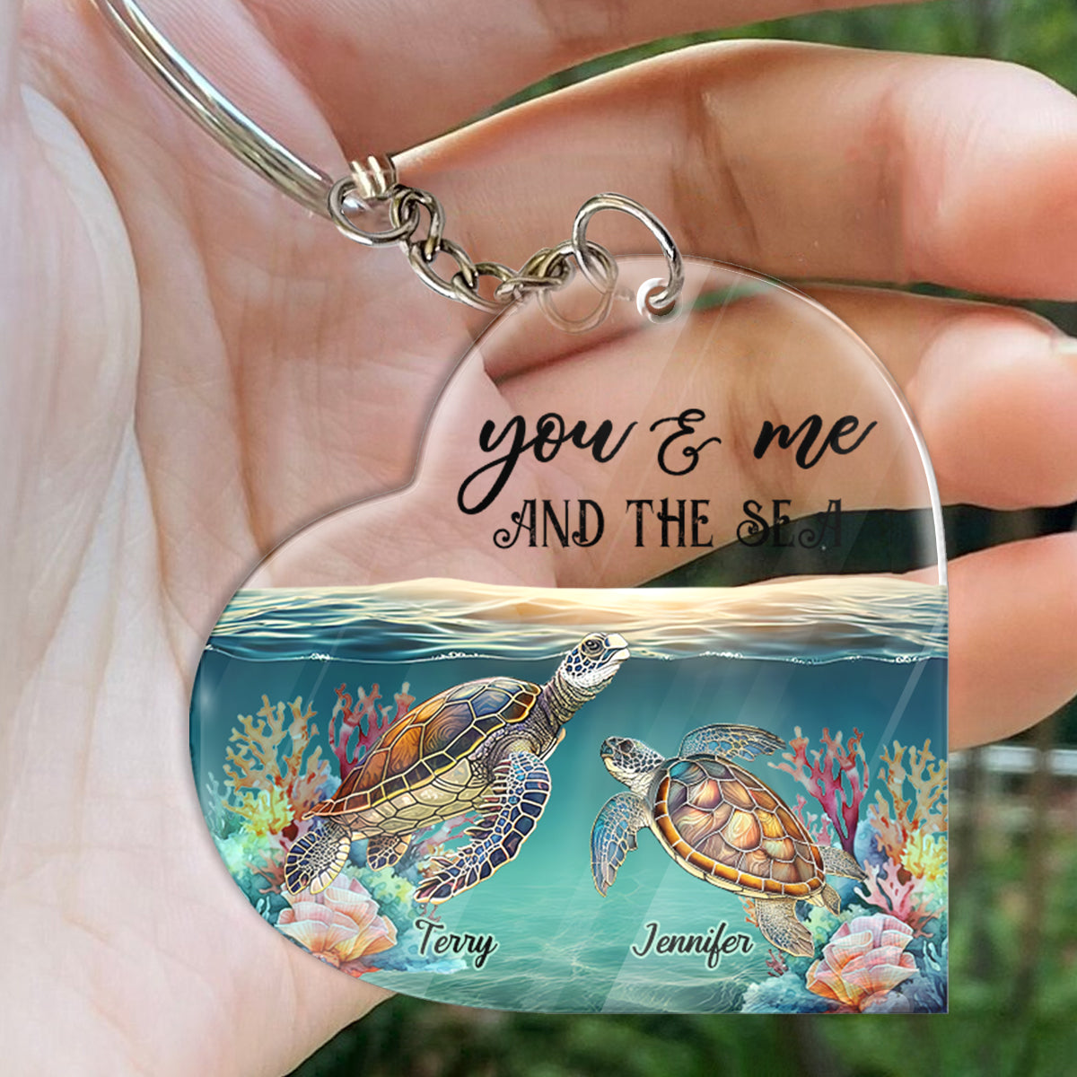 Toi, moi et la mer - Porte-clés tortue personnalisé