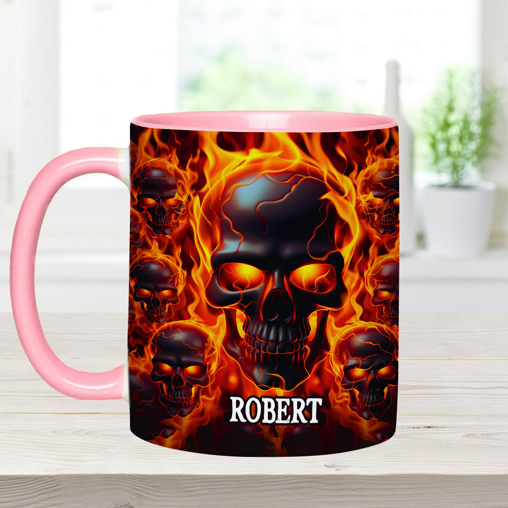 Mug personnalisé « Crâne fondu en feu » - Tête de mort fondue