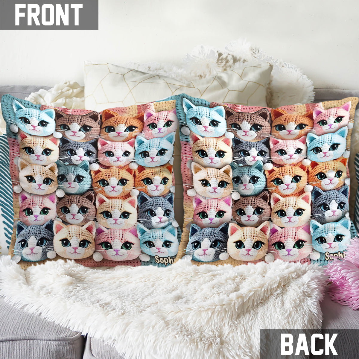 Coussin décoratif personnalisé Chats mignons