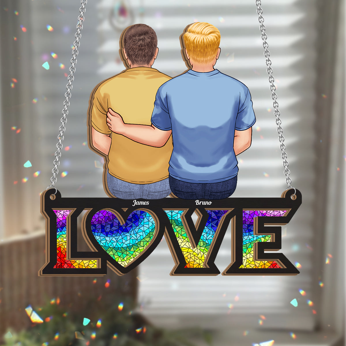 L'amour est l'amour - Attrape-soleil personnalisé à deux couches, symbole de soutien à la communauté LGBT.