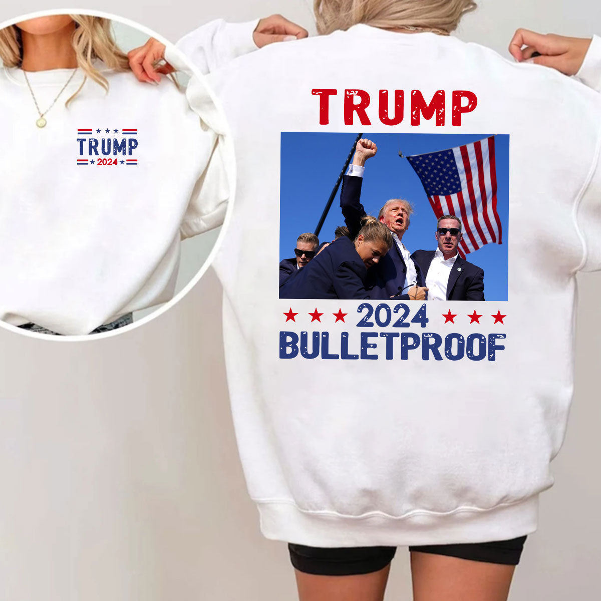 T-shirt pare-balles, T-shirt « Jamais de reddition », T-shirt « Luttons pour l'Amérique », T-shirt de rallye rétro, T-shirt « Combattons, combattons, combattons »