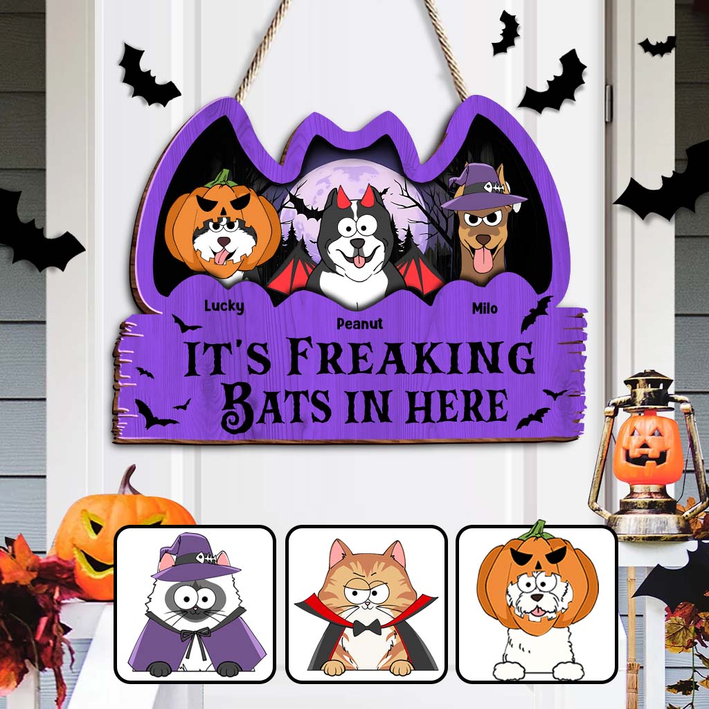It's Freaking Bats In Here - Personalized Dog Custom Shaped Wood Sign