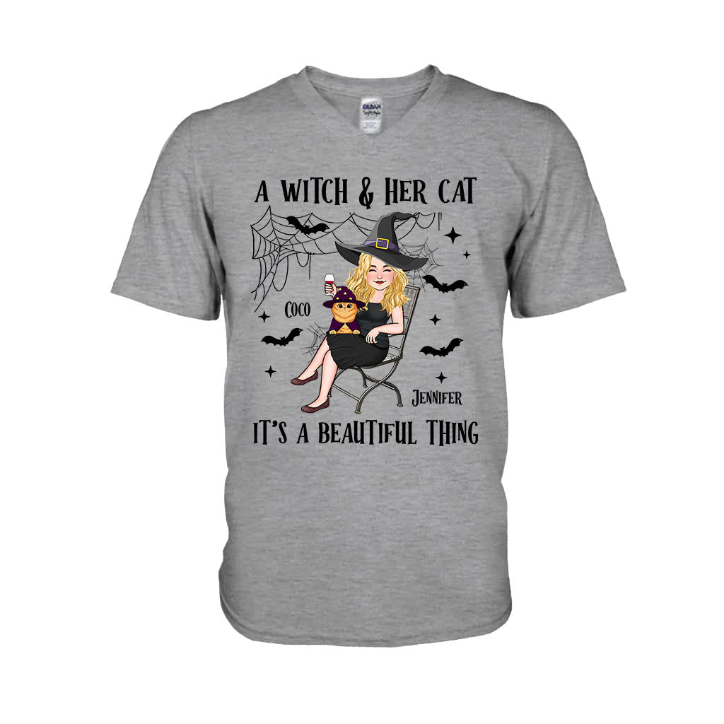 A Witch And Her Cat - Personalized Witch T-shirt And Hoodie