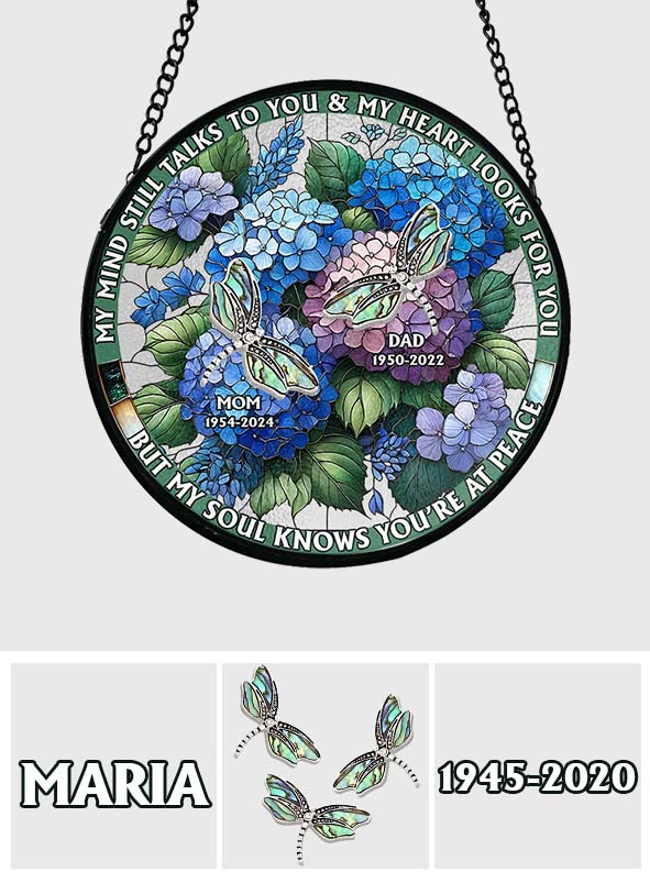 Mes pensées te parlent encore - Attrape-soleil commémoratif personnalisé en vitrail