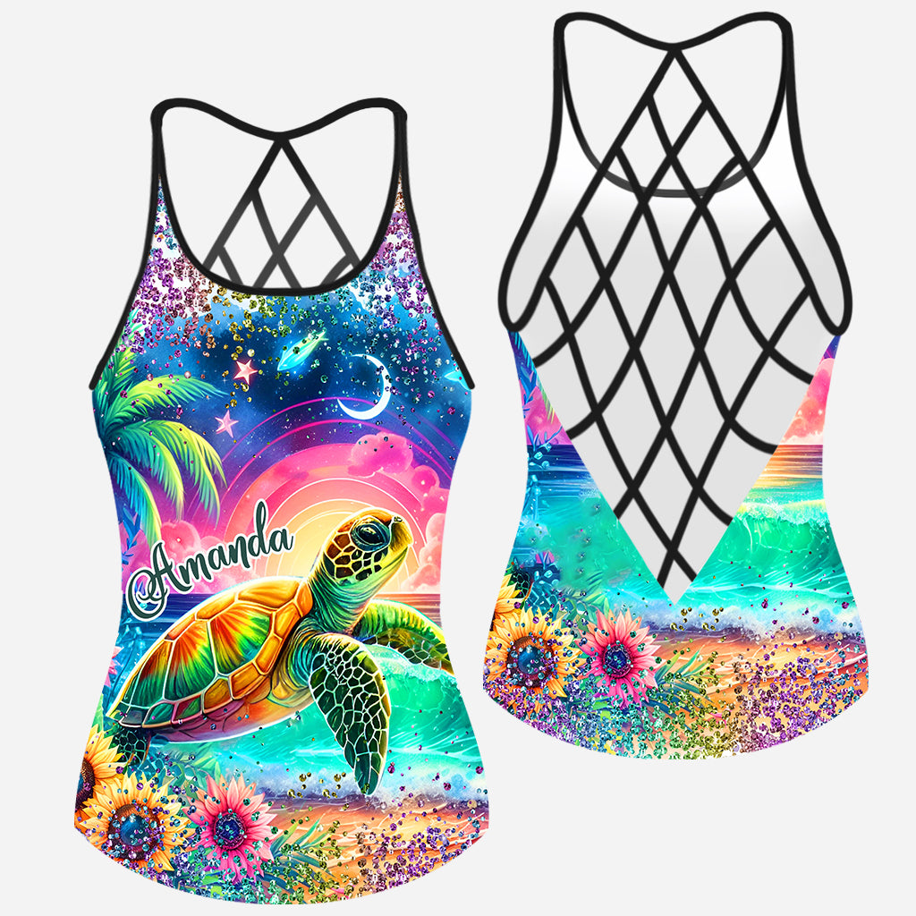 Turtle Lovers - Personalized Turtle Cross Tank Top
