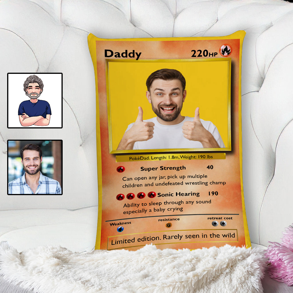 Poke Dad Best Dad Ever - Personalized Monster Trainer Shaped Pillow