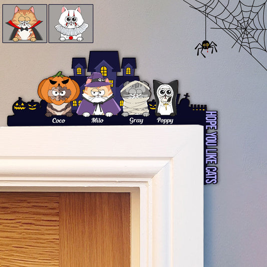J'espère que vous aimez les chats - Décoration personnalisée pour cadre de porte pour chat