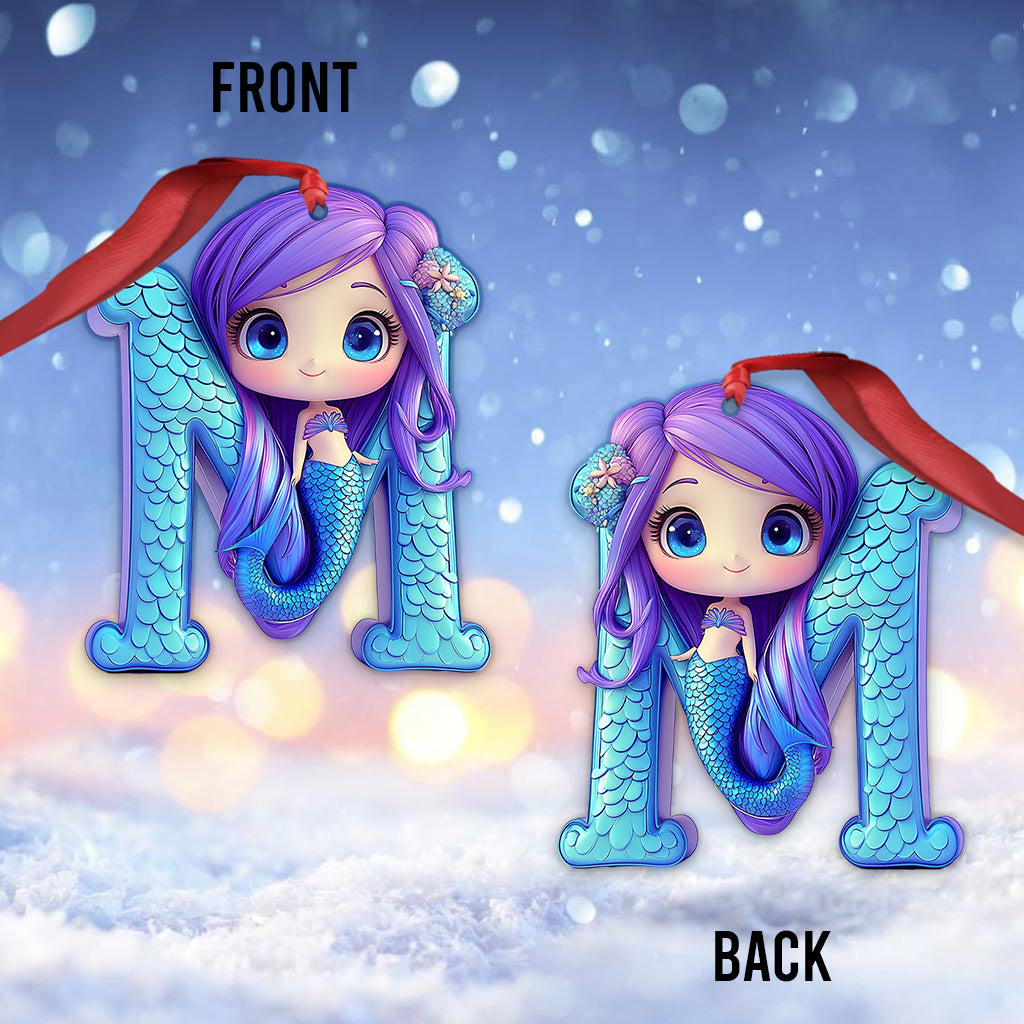Magnifique ornement de lettre sirène - Ornement personnalisé pour enfant