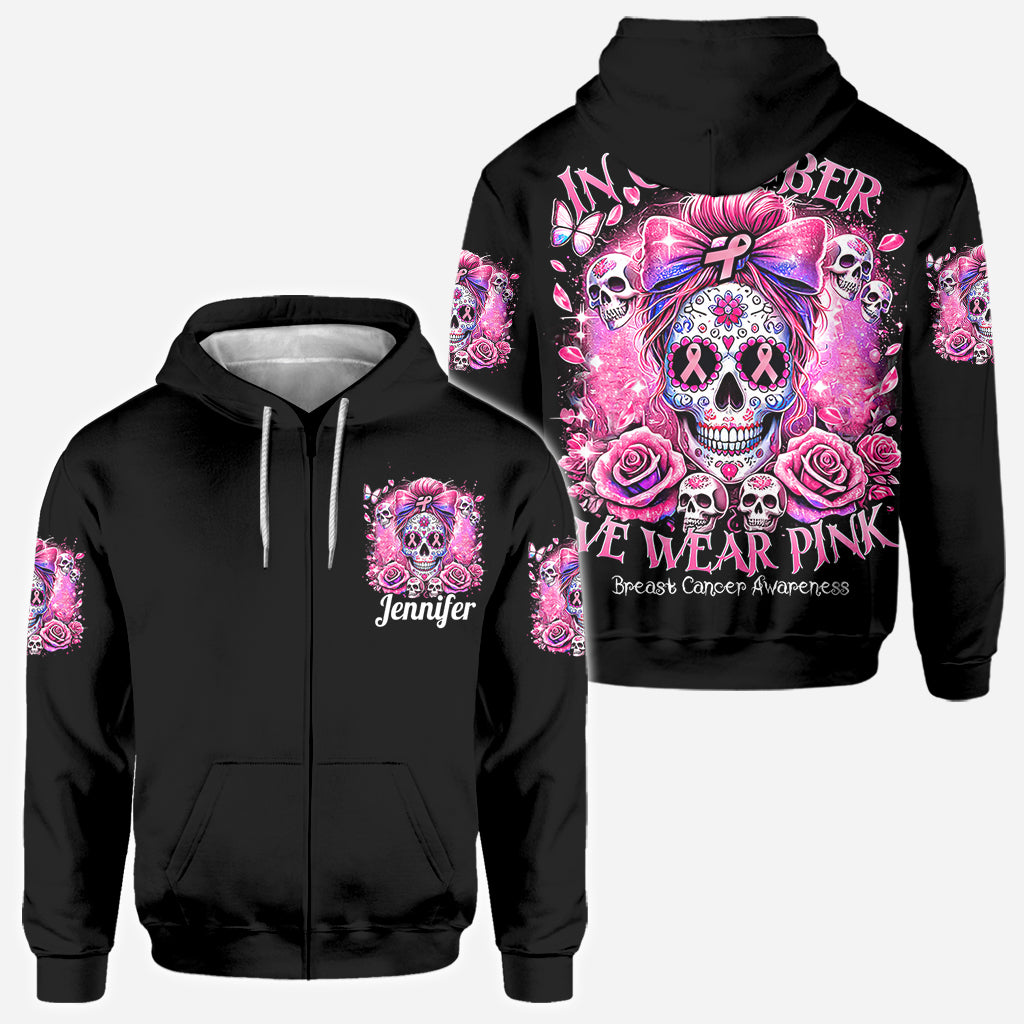 En octobre, on porte du rose - T-shirt personnalisé intégral pour la sensibilisation au cancer du sein