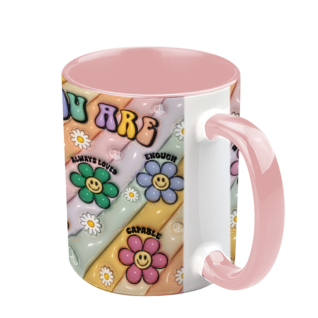 Tu es belle, forte et victorieuse - Mug personnalisé style hippie
