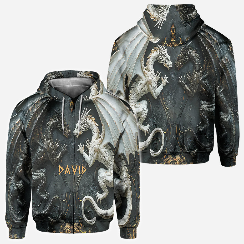 T-shirt personnalisé « J’adore les dragons » avec motif dragon intégral