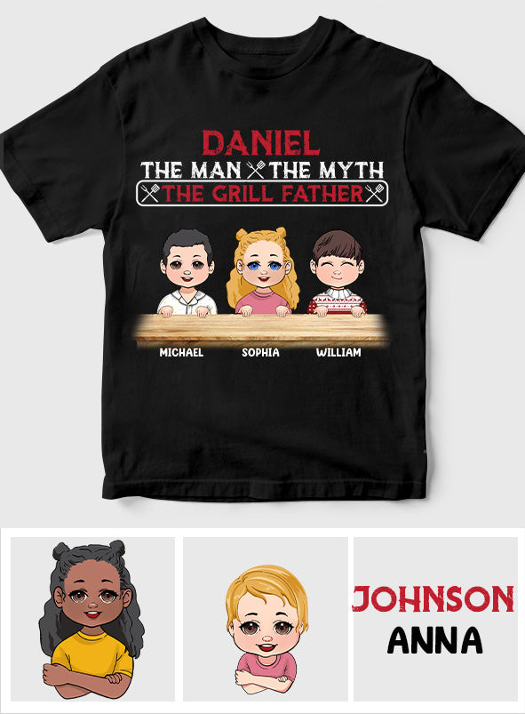 L'homme, le mythe, le père au barbecue - T-shirt et sweat à capuche personnalisés pour papa