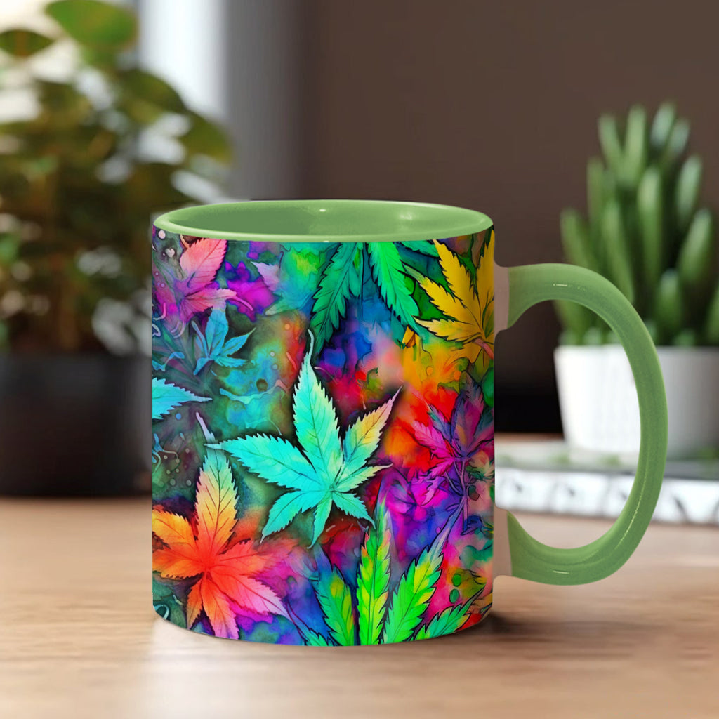 Mug personnalisé à motif feuille de cannabis psychédélique