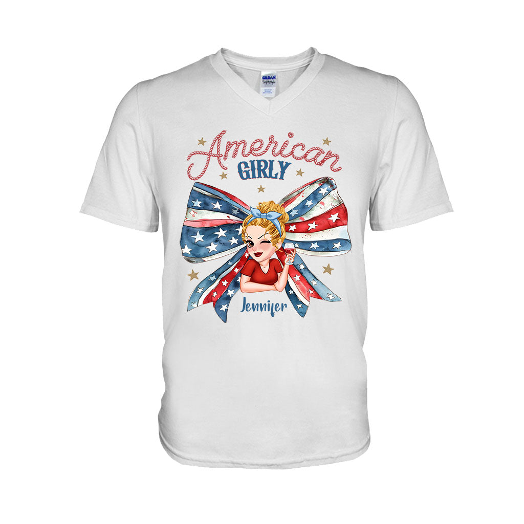 Coquette American Girl - T-shirt et sweat à capuche personnalisés pour la fête nationale américaine (4 juillet).