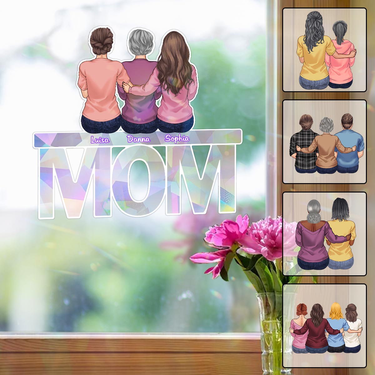 Je t'aime maman - Autocollant attrape-soleil personnalisé pour maman