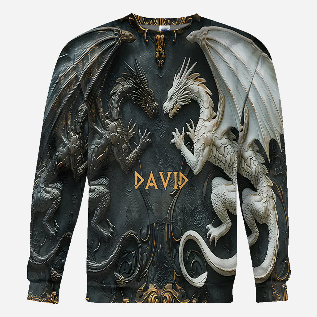 T-shirt personnalisé « J’adore les dragons » avec motif dragon intégral