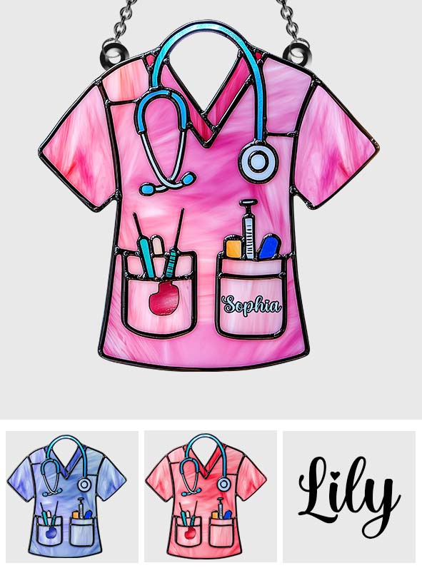 Vie d'infirmière en blouse - Ornement attrape-soleil personnalisé à suspendre à la fenêtre pour infirmière 