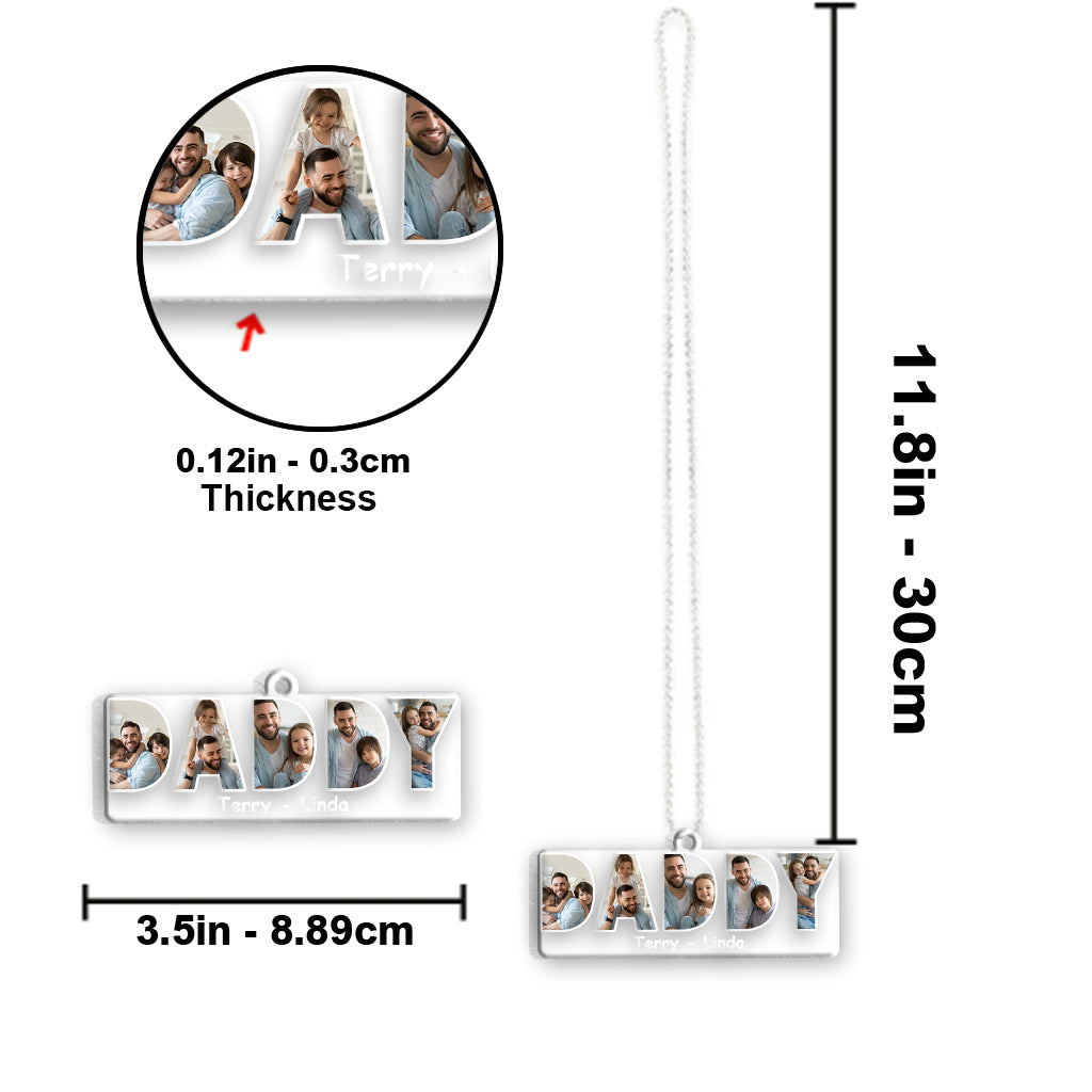 Maman/Papa/Mère/Papa... - Ornement de voiture transparent personnalisé pour maman