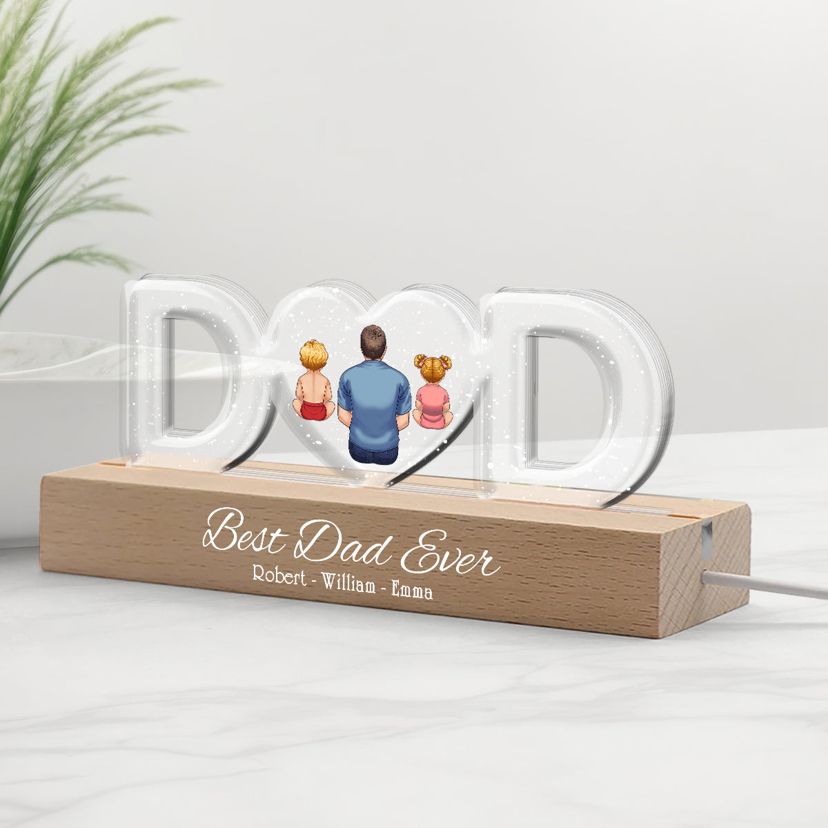 Meilleur papa du monde - Veilleuse LED personnalisée pour papa