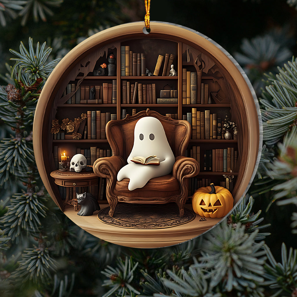 Spooky Ghost Reading Book - Personalized Book Ornament