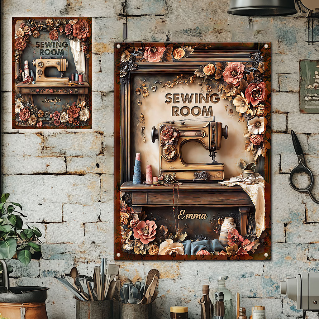 My Sewing Room - Personalized Sewing Rectangle Metal Sign