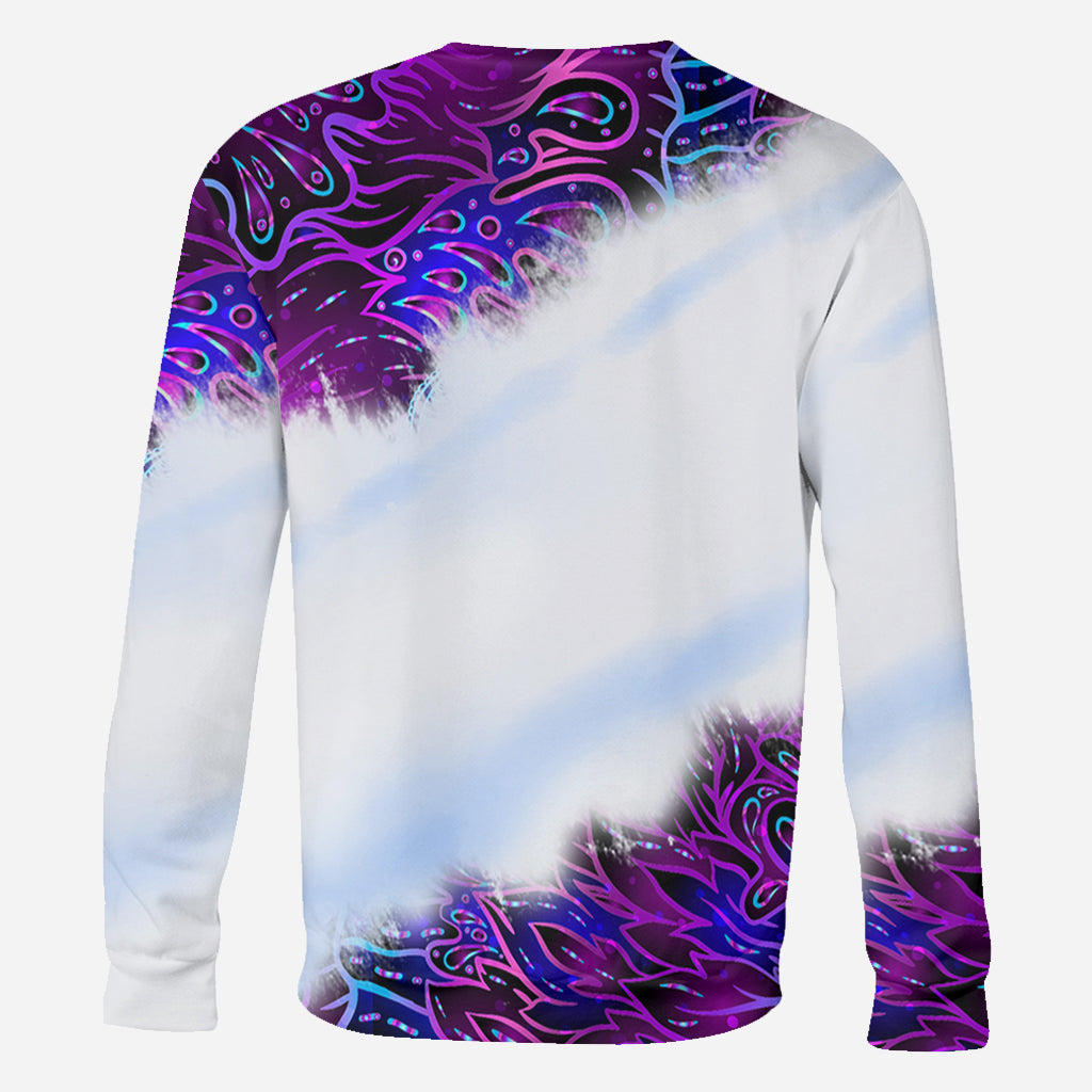 Purple Gradient Psychedelic Leaf - Personalized Weed All Over Shirt