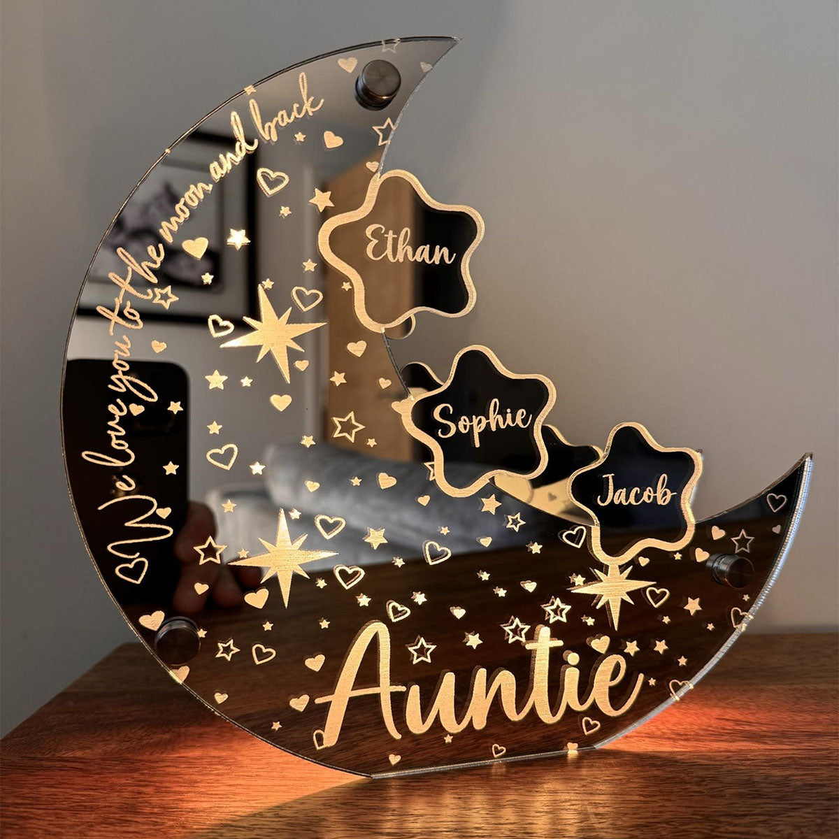 Miroir lumineux personnalisé avec n'importe quel nom - Pièce lumineuse pour maman