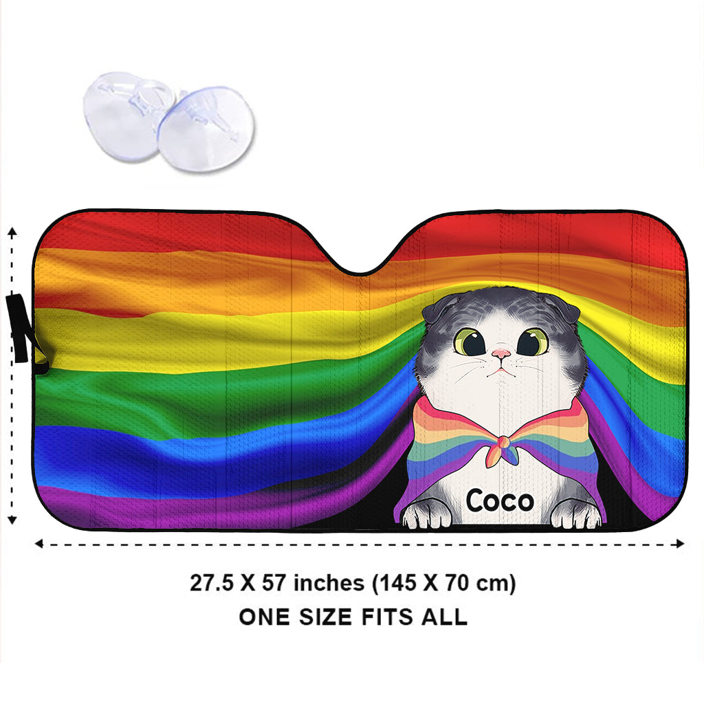 Pare-soleil de voiture personnalisé pour chat Pride Cat