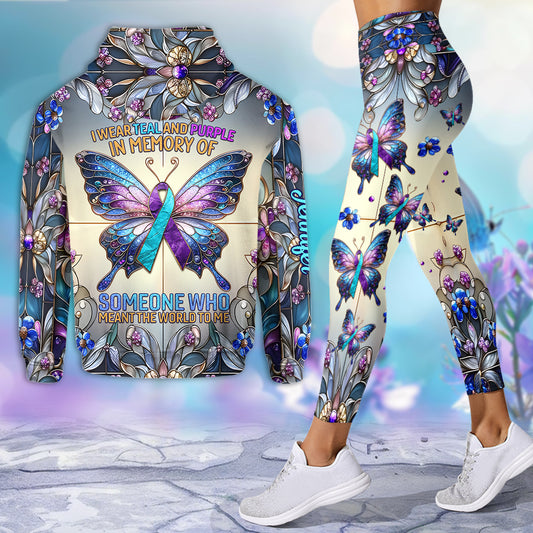 I Wear Teal And Purple - Personalized Suicide Prevention Hoodie and Leggings