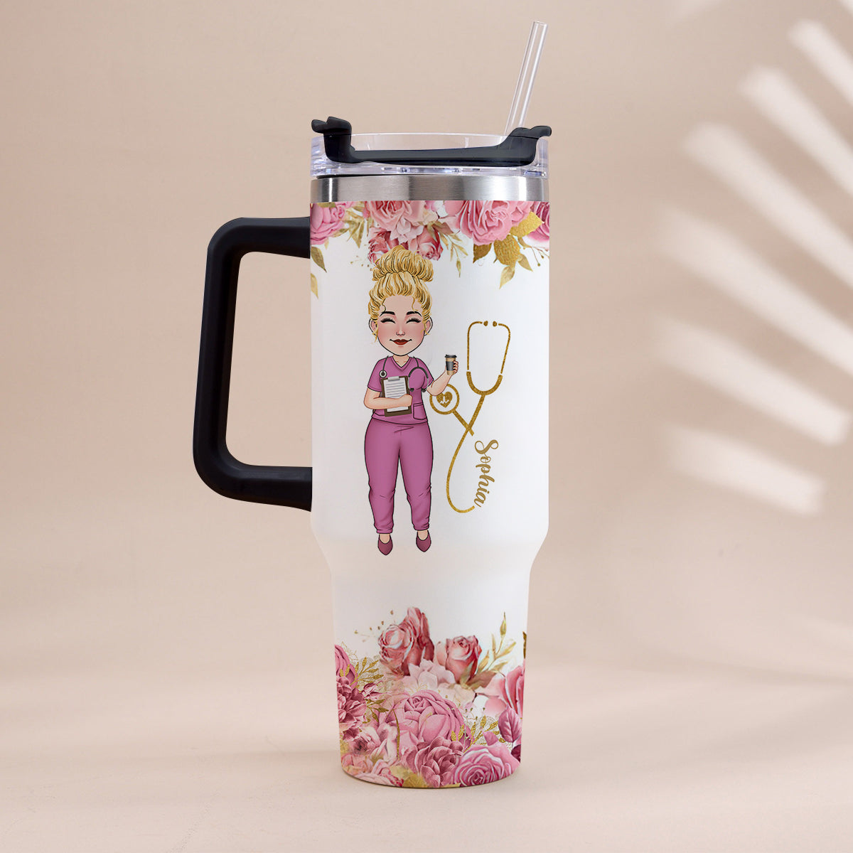 Informations nutritionnelles pour infirmières - Gobelet isotherme personnalisé avec poignée