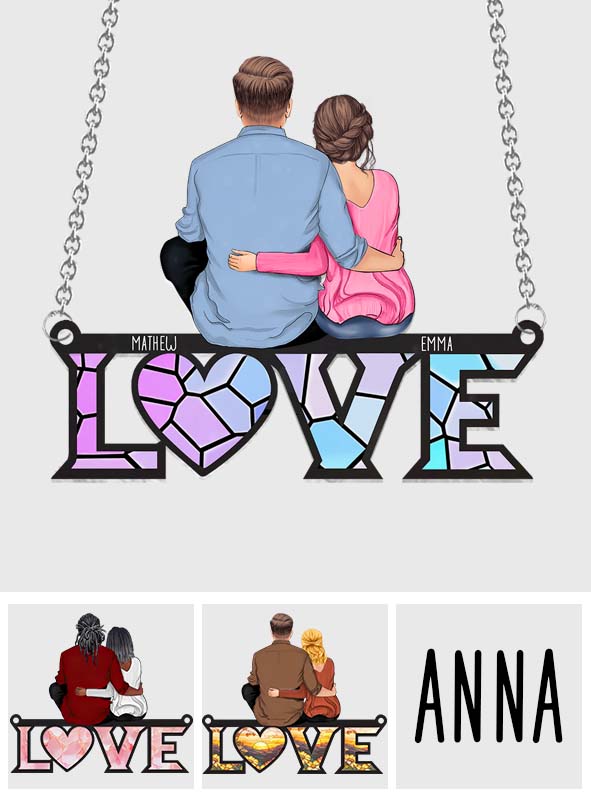 I Love You - Personalized Couple Window Hanging Suncatcher Ornament