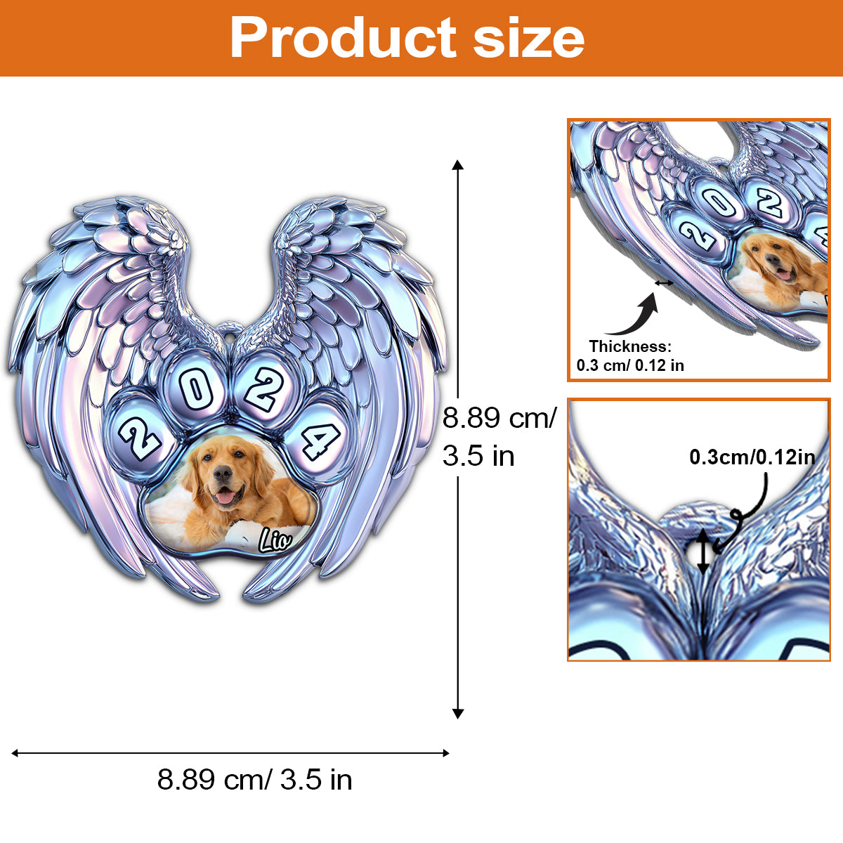 Tes ailes étaient prêtes, mais mon cœur ne l'était pas - Ornement personnalisé en aluminium en forme de chien (Impression recto verso)