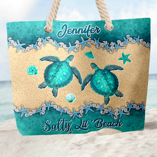 Sac de plage personnalisé Beach Please version tortue - Sac de plage tortue