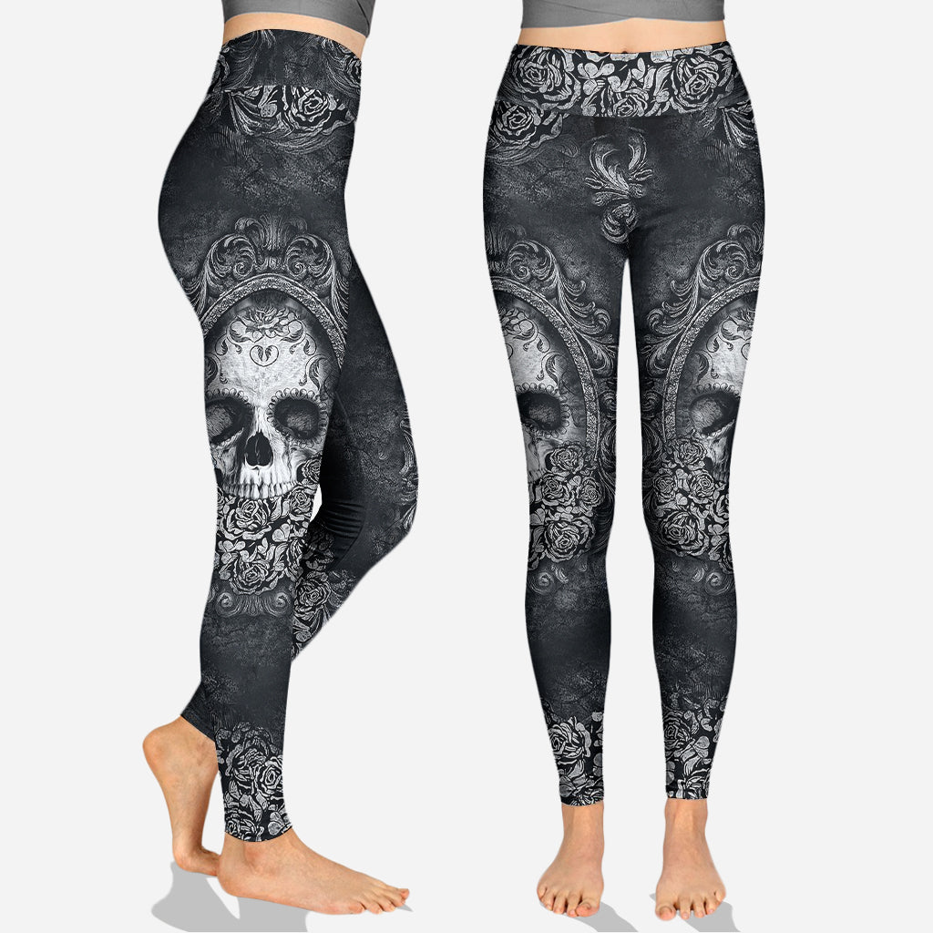 Tête de mort florale - Sweat à capuche et leggings personnalisés avec tête de mort