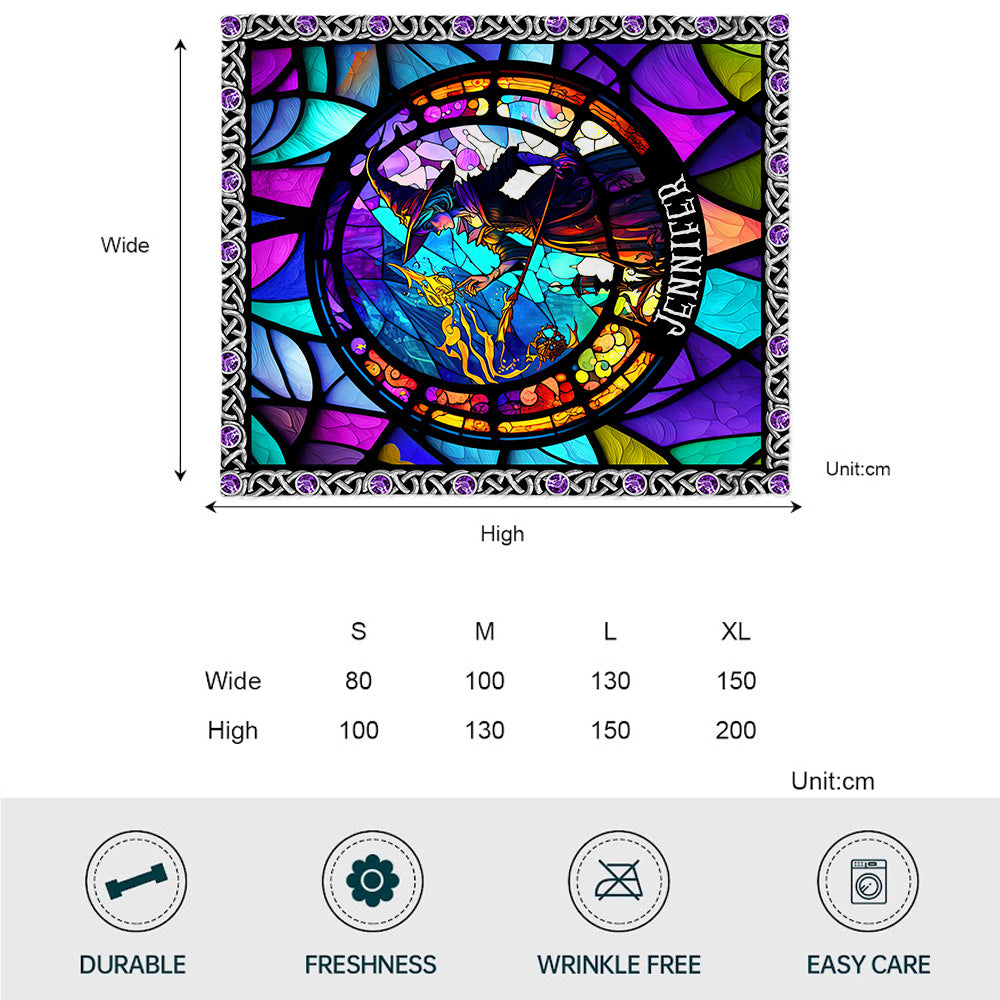 Couverture de sorcière personnalisée en vitrail violet mystique