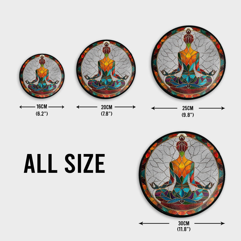 Siddhasana Mindfulness - Attrape-soleil en vitrail personnalisé pour le yoga