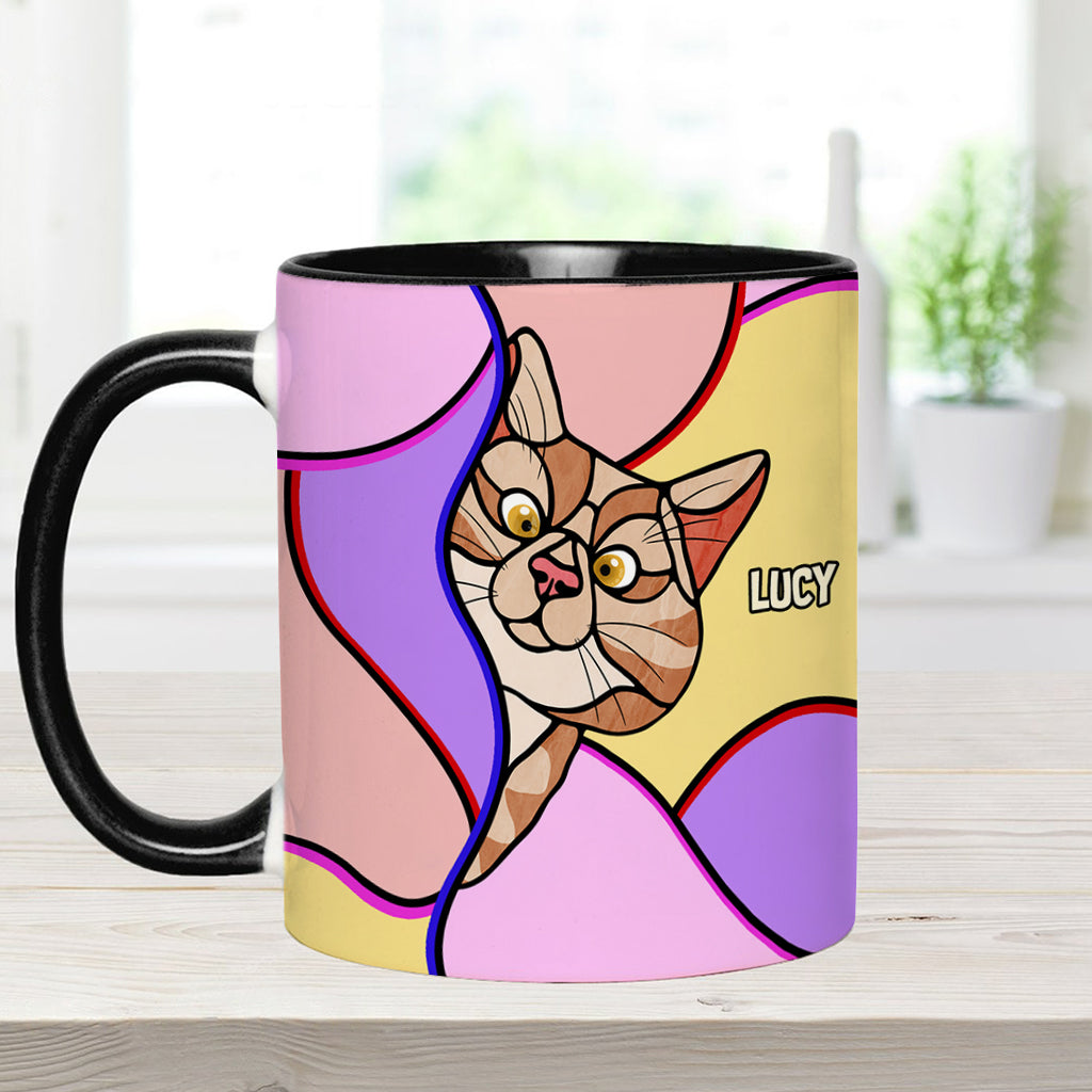 Mug personnalisé à motif chat « Chats qui regardent »