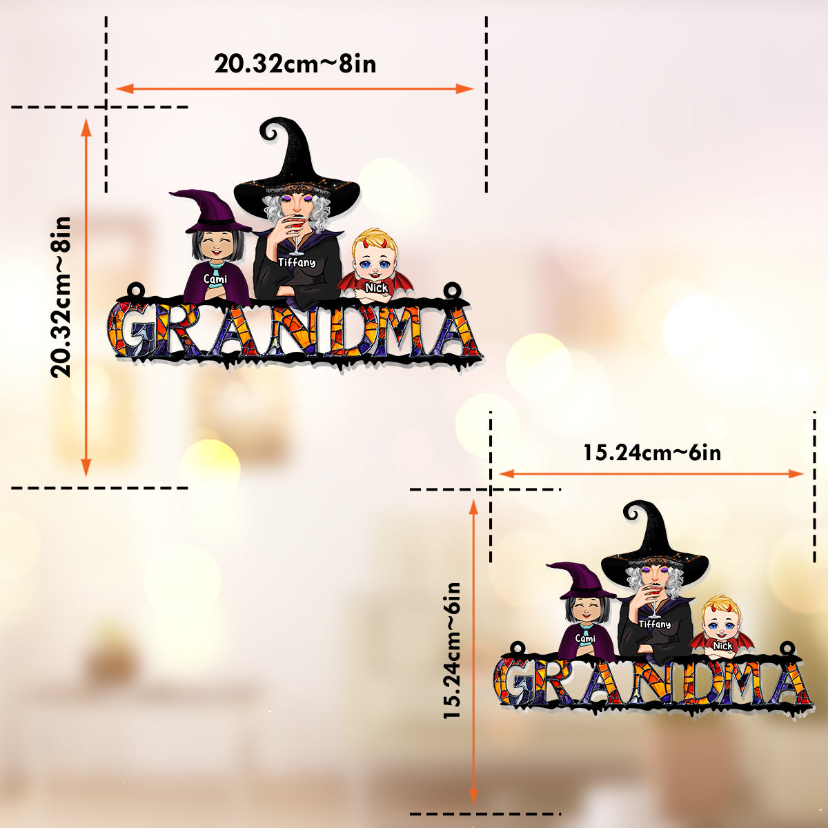 Halloween pour grand-mère - Décoration attrape-soleil personnalisée à suspendre à la fenêtre pour grand-mère 