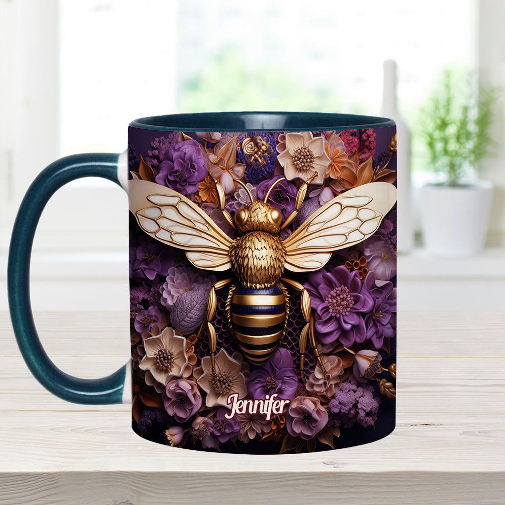 Bee Happy Golden Bee - Personalized Bee Accent Mug
