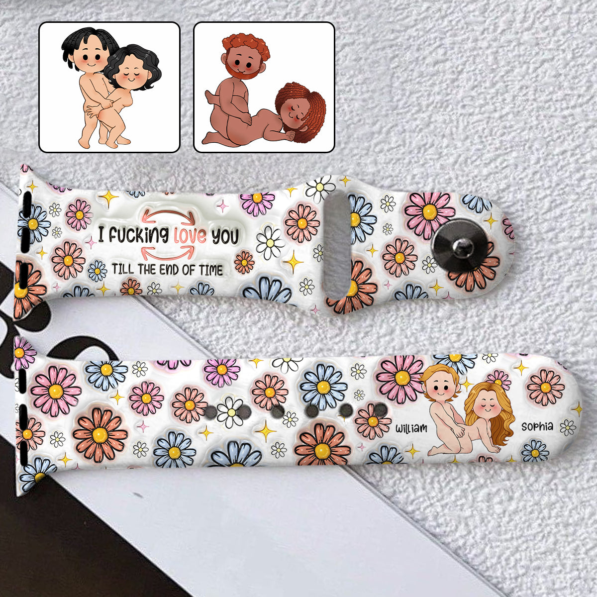 Je t'aimerai jusqu'à la fin des temps - Bracelet Apple Watch personnalisé pour couple