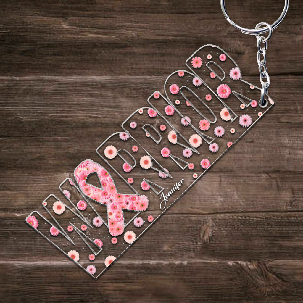 Breast Cancer Warrior - Personalized Breast Cancer Awareness Custom Shaped Keychain