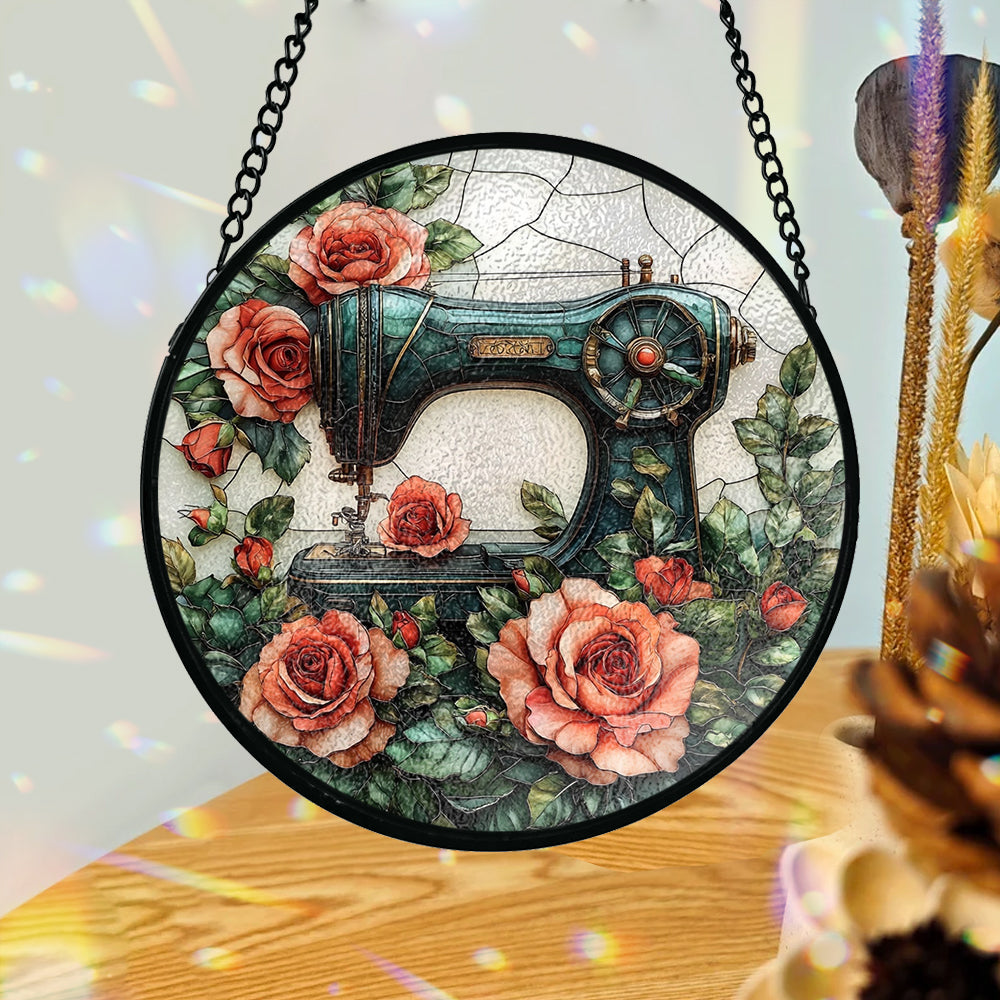 Beautiful Sewing Machine - Personalized Sewing Stained Glass Suncatcher
