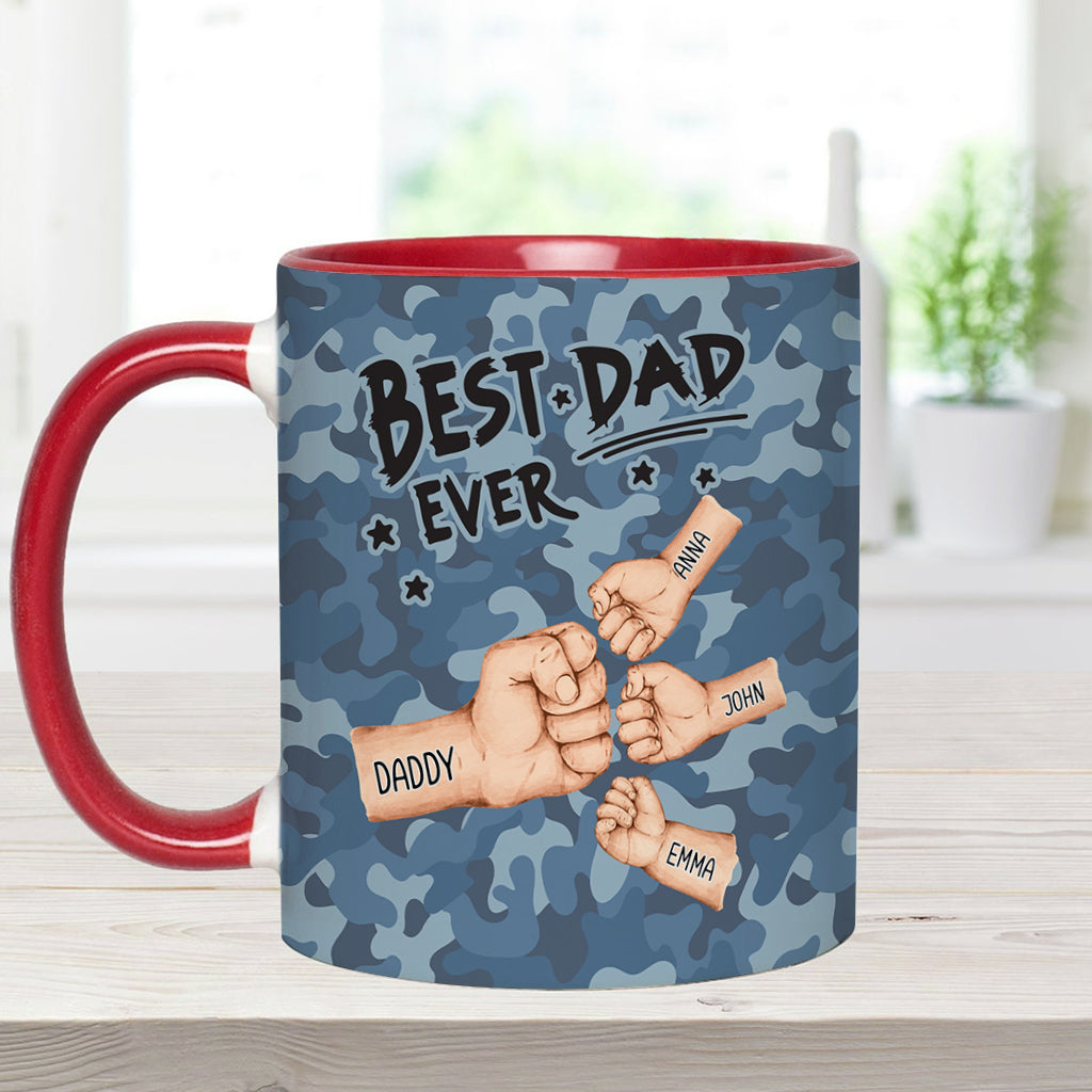 Best Dad Ever Camo Pattern Fist Bump - Personalized Father Accent Mug