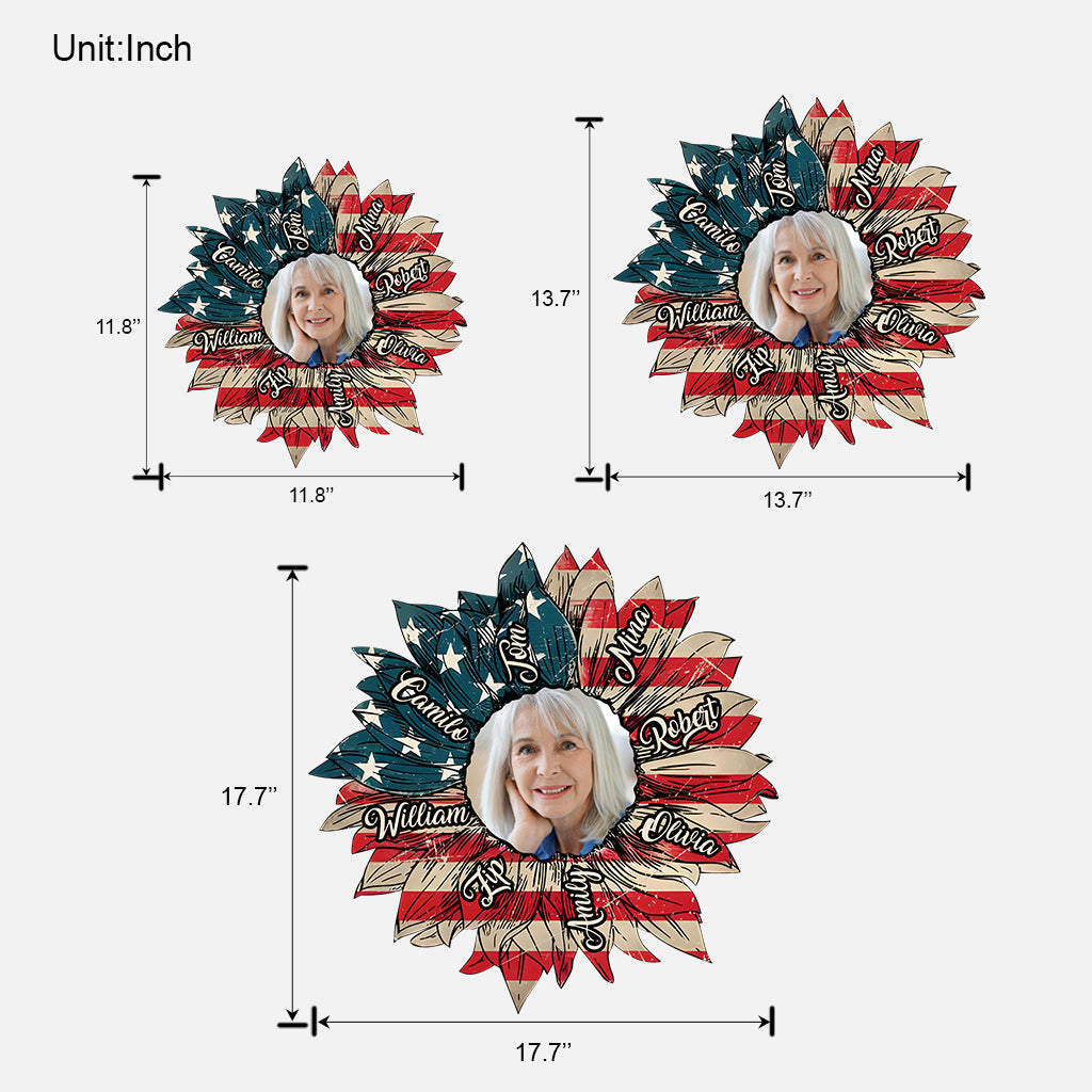 Grandma 4th Of July Sunflower - Personalized Grandma Custom Shaped Wood Sign